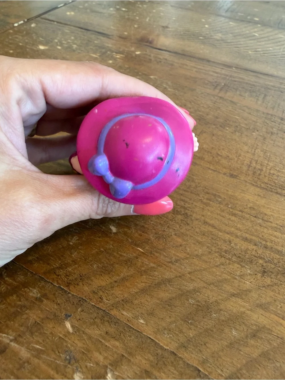 Fisher Price Little People Maggie with pink hat and purse as is